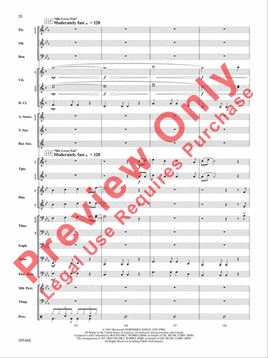 The Beatles Remembered Concert Band scores gallery preview page 29