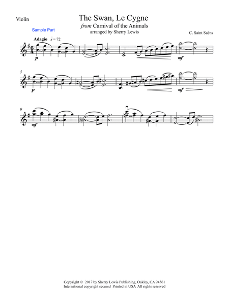 The Swan, LE CYGNE Violin Solo, Intermediate Level image number null