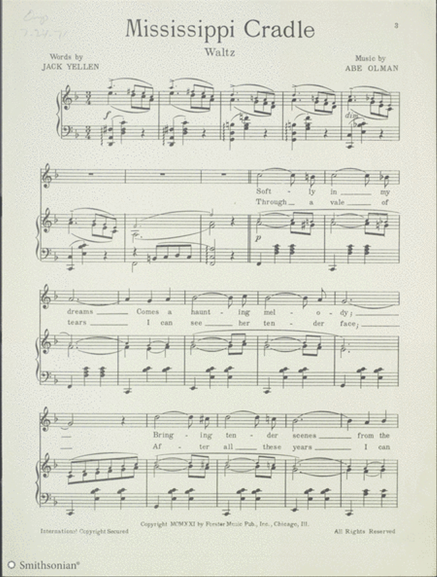 Mississippi Cradle Mississippi Cradle Piano, Vocal scores gallery preview page 3