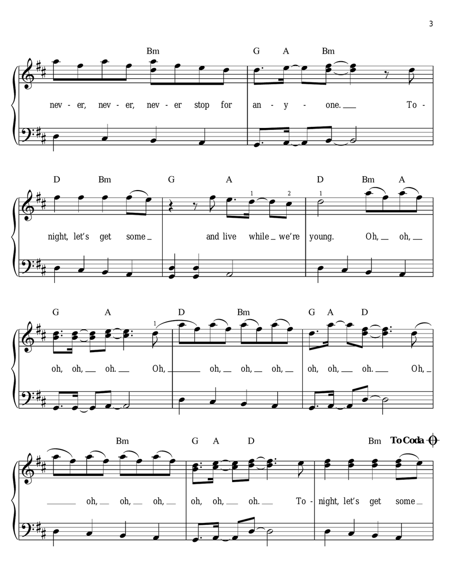Live While We're Young Easy Piano scores gallery preview page 3