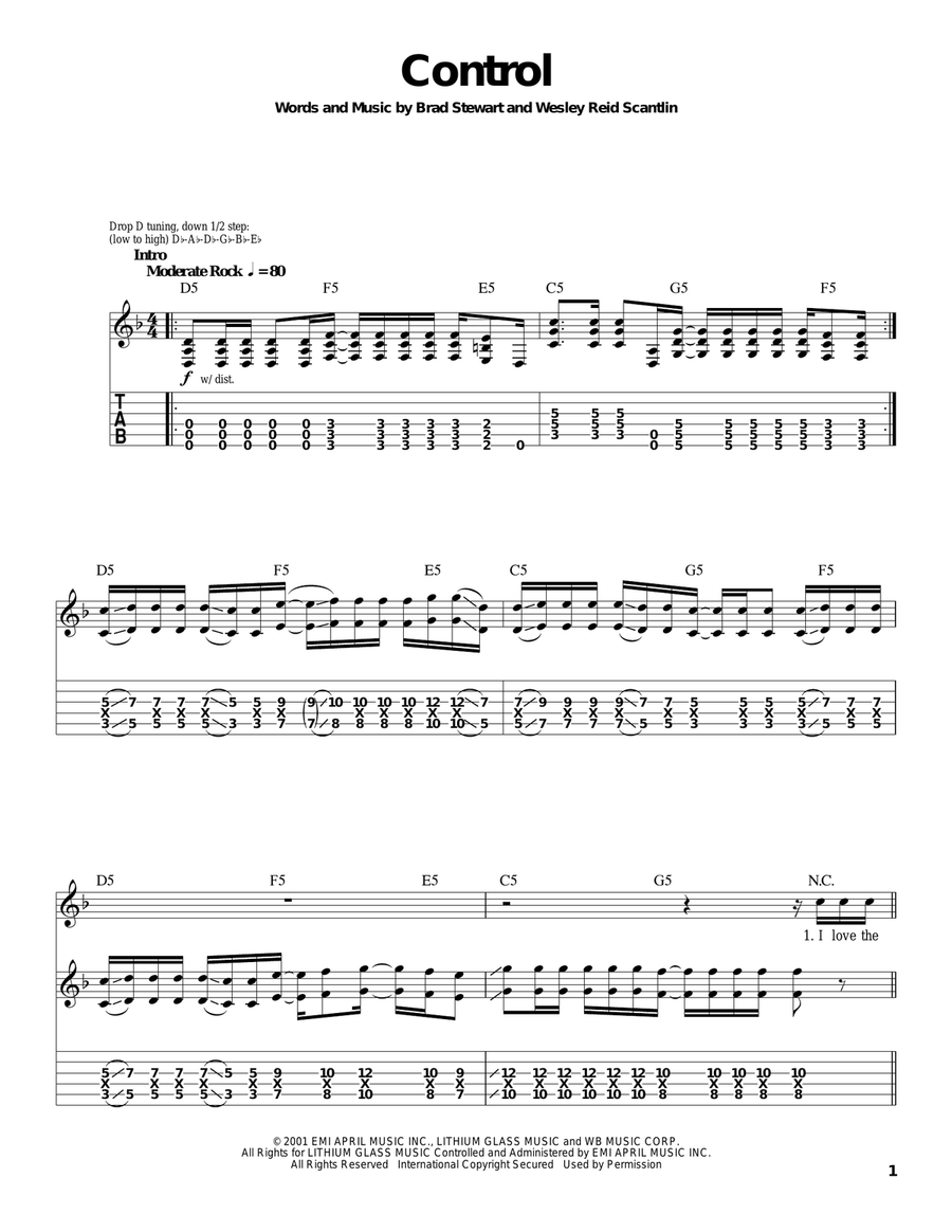 Control Electric Guitar scores gallery preview page 1
