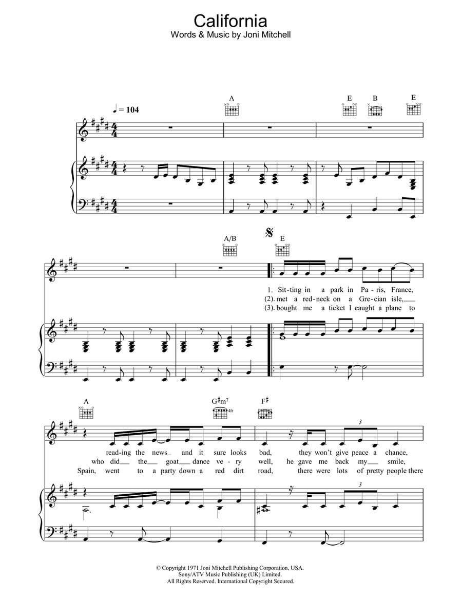 California Acoustic Guitar scores gallery preview page 1