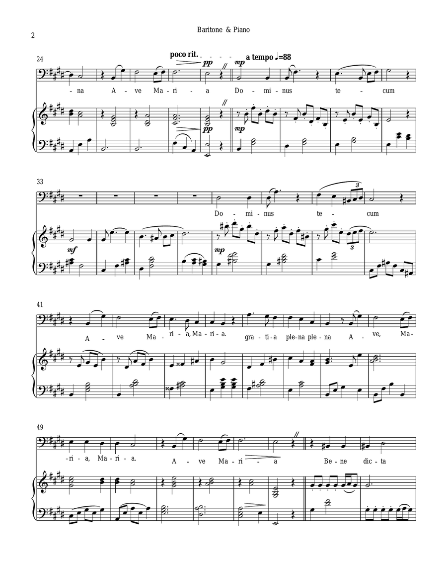 Ave Maria for Baritone Vocal & Piano Baritone Horn TC scores gallery preview page 2