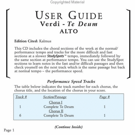 Te Deum (CD only - no sheet music)