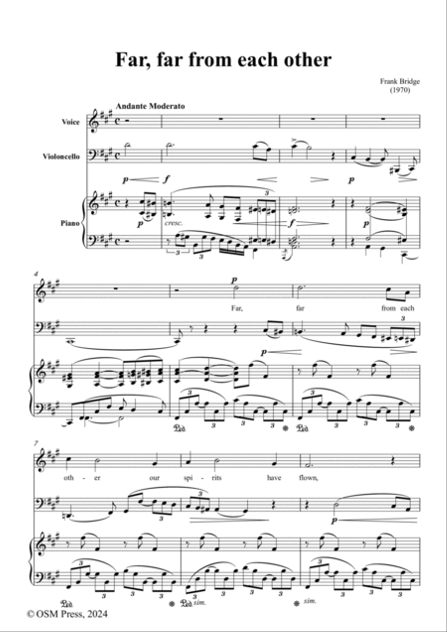 Frank Bridge-Far,far from each other,in f sharp minor,for Voice,Cello and Piano Small Ensemble scores gallery preview page 2