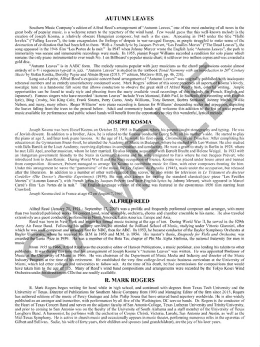 Autumn Leaves (Les Feuilles Mortes) Concert Band scores gallery preview page 3