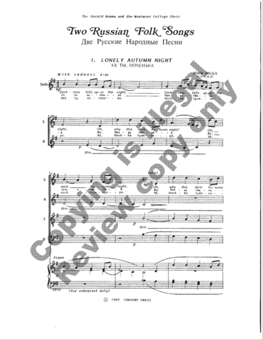 Two Russian Folk Songs 4-Part scores gallery preview page 17