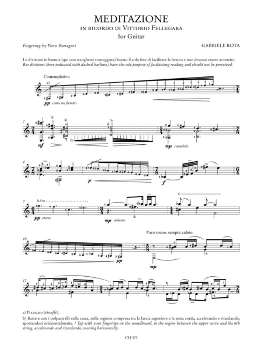 Homage to Vittorio Fellegara. An Anthology of Contemporary Music for Guitar (Arnoldi, Campodonico, Cattaneo, Dozza, Ferri, Molino, Pelis, Podera, Rota, Talmelli). Preface by Renzo Cresti Acoustic Guitar scores gallery preview page 10