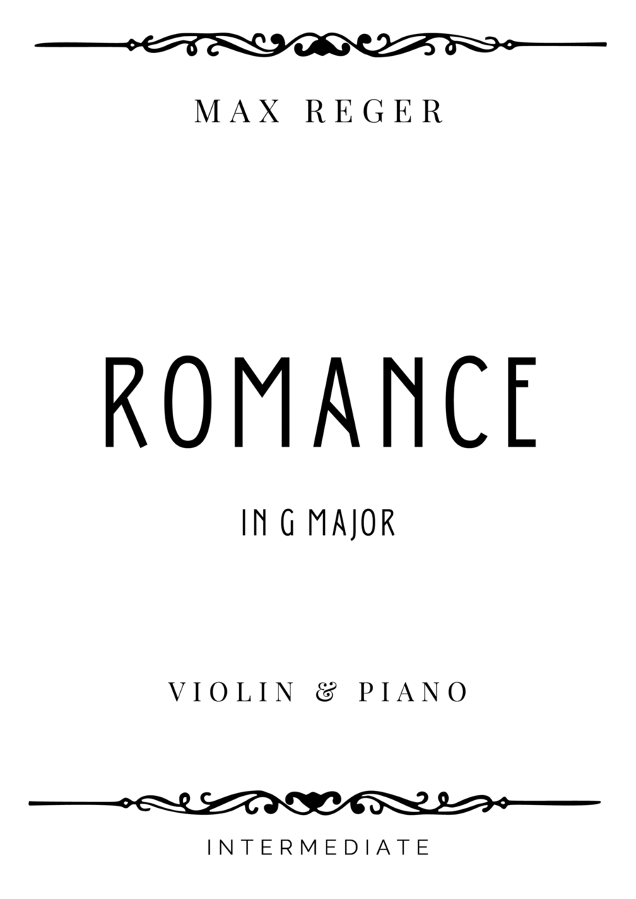 Reger - Romance in G Major - Intermediate Violin Solo scores gallery preview page 1