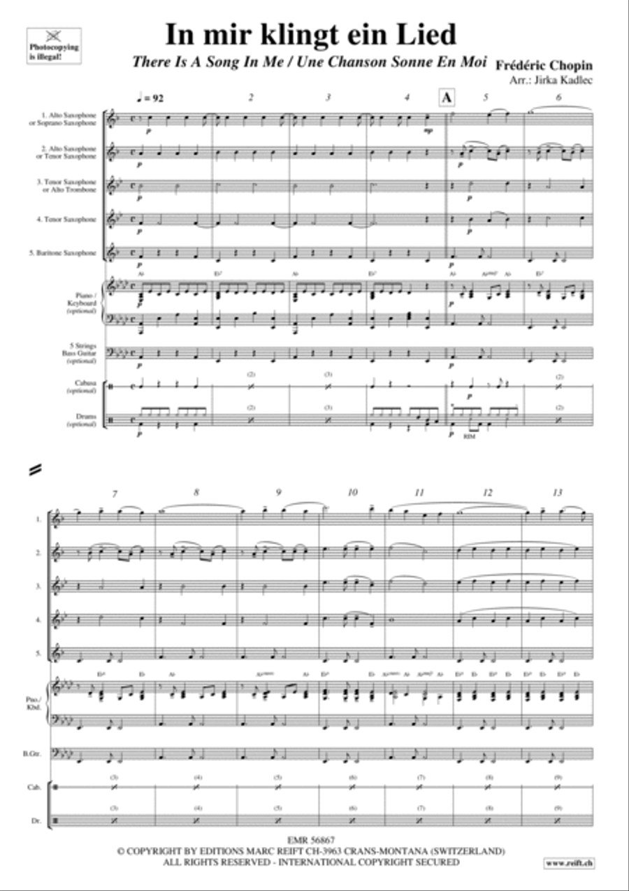 In mir klingt ein Lied Saxophone Quintet scores gallery preview page 3