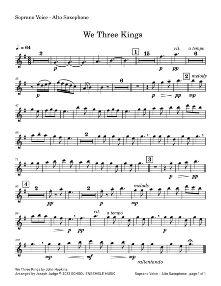 We Three Kings for Saxophone Quartet in Schools Saxophone Quartet scores gallery preview page 5