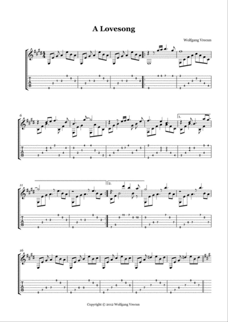 A Lovesong Acoustic Guitar scores gallery preview page 2