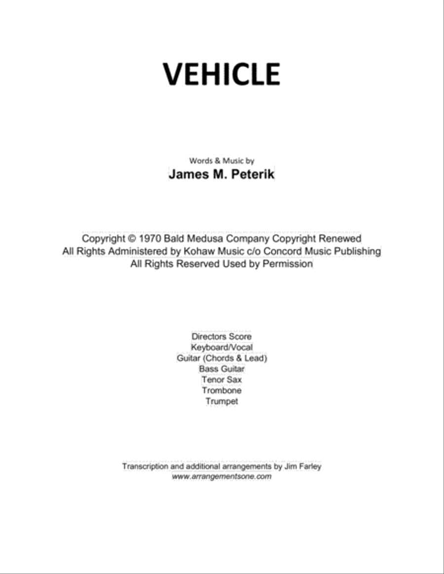 Vehicle Alto Saxophone scores gallery preview page 1