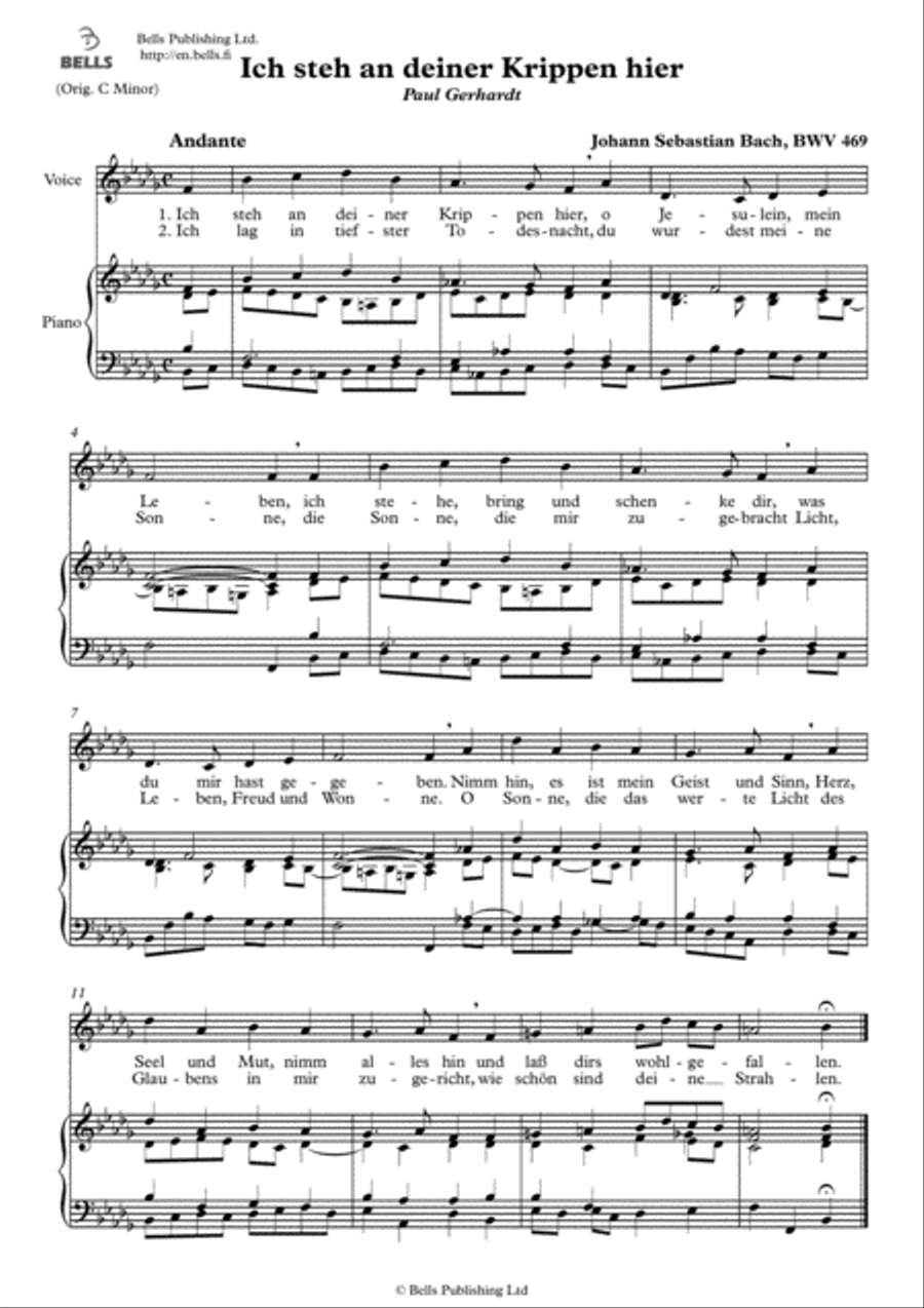 Ich steh an deiner Krippen hier, BWV 469 (B-flat minor) Voice Solo scores gallery preview page 1