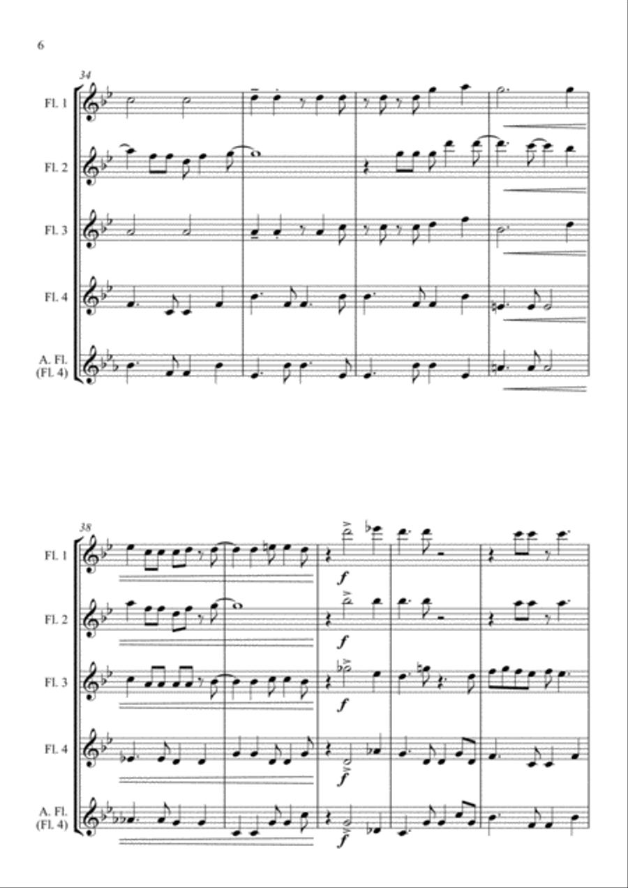 Mas Que Nada Flute Quartet scores gallery preview page 6
