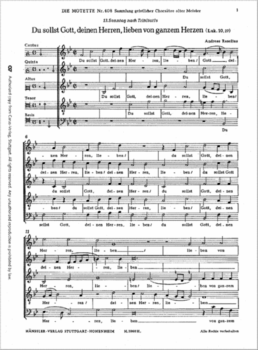Du sollst Gott, deinen Herren, lieben von ganzem Herzen SSATB scores gallery preview page 1