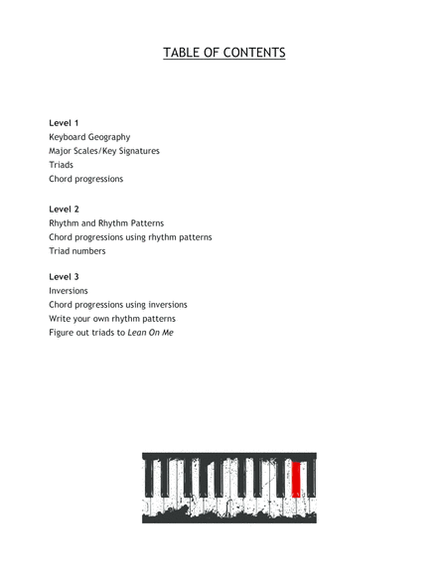 “Chords & Improvisation on the Piano-Accompanying or Playing in a Band” Book 1 Ages 10-Adult