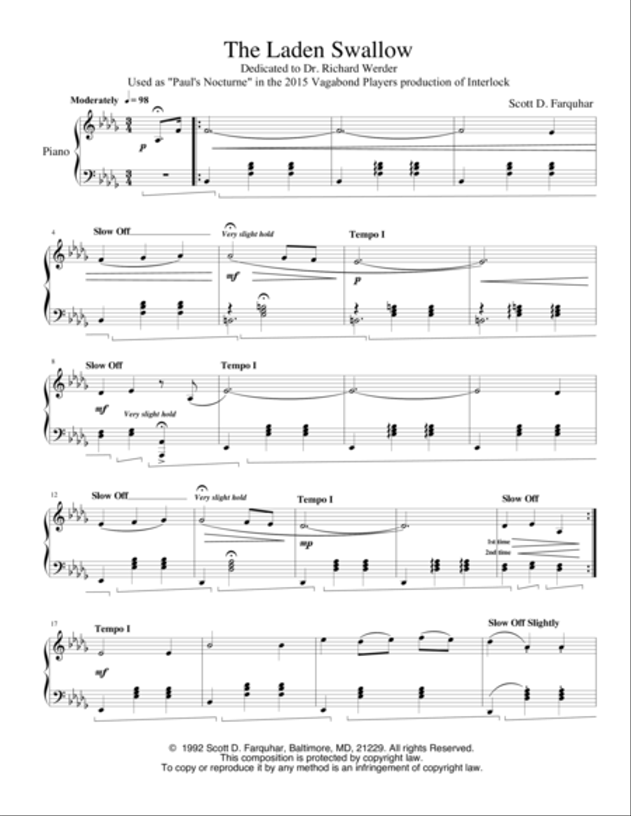 Laden Swallow Laden Swallow Piano Solo scores gallery preview page 1