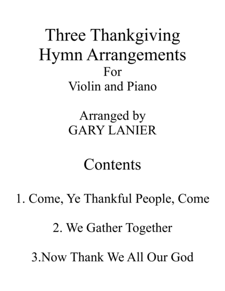 HOLIDAY HYMNS, THANKSGIVING & CHRISTMAS for Violin and Piano (Score & Parts included) image number null