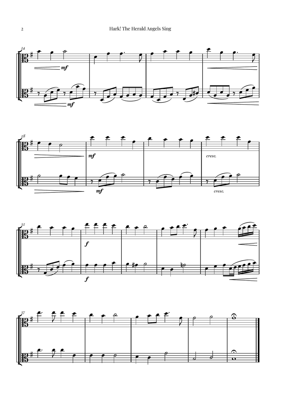 Hark! The Herald Angels Sing - Christmas Carol Duet String Duet scores gallery preview page 2