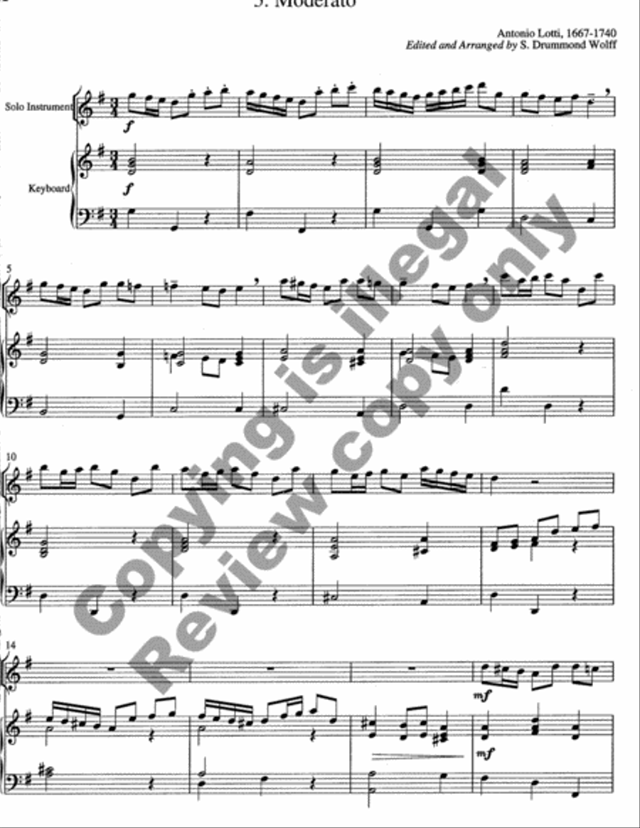 Baroque Music for Solo Instrument & Keyboard, Set, III Piano scores gallery preview page 14