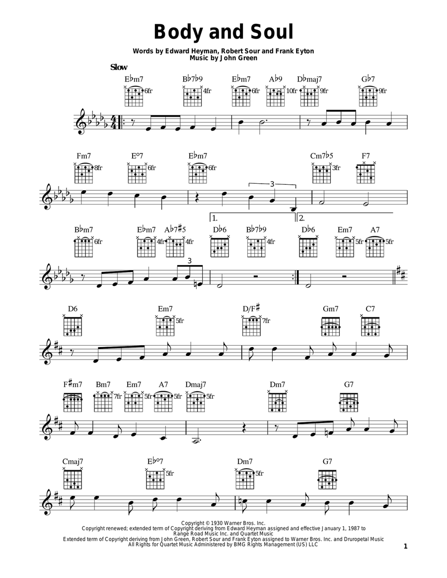 Body And Soul Body And Soul Electric Guitar scores gallery preview page 1