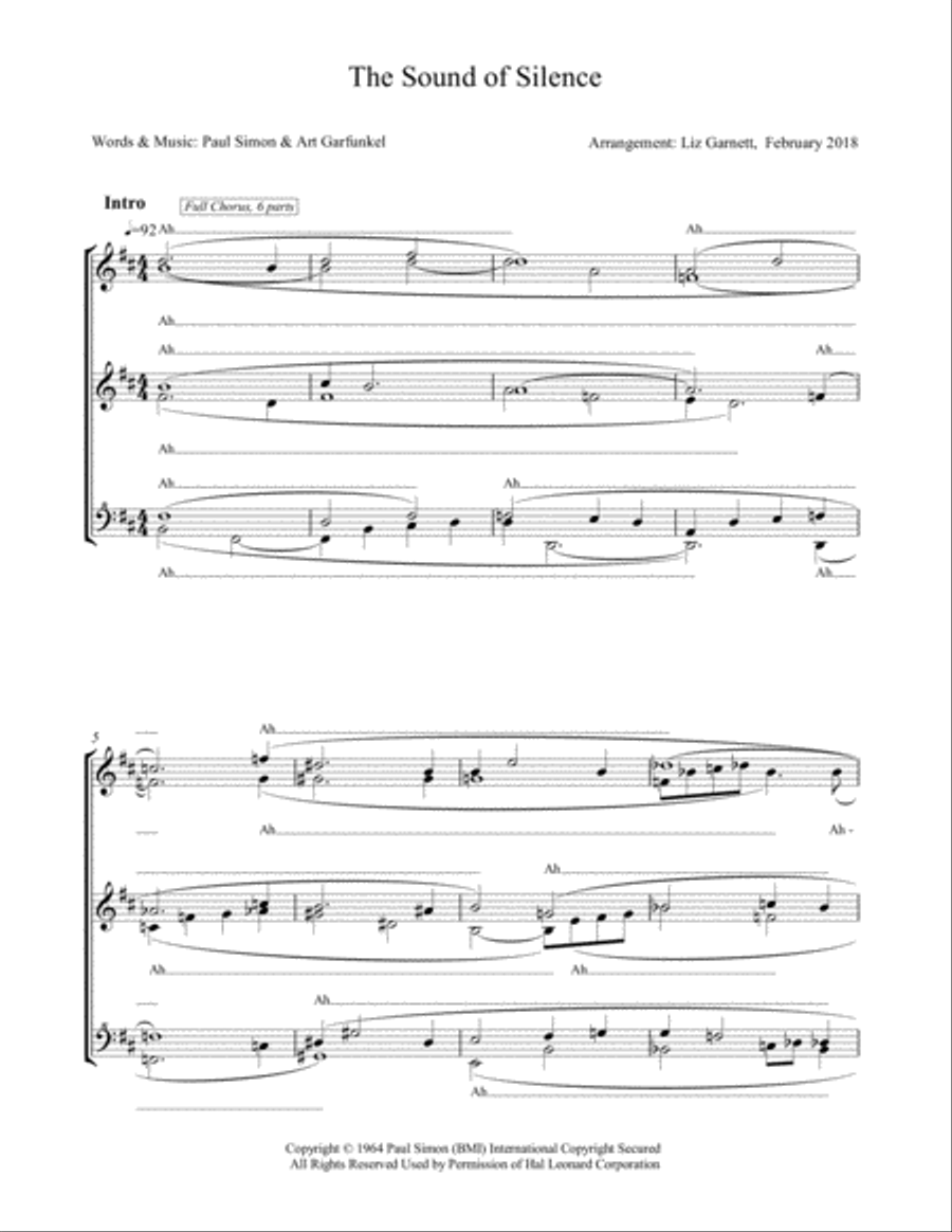 The Sound Of Silence SSAA scores gallery preview page 1