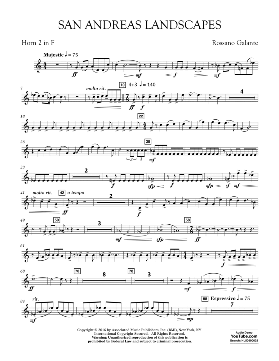 San Andreas Landscapes - F Horn 2 Horn scores gallery preview page 1
