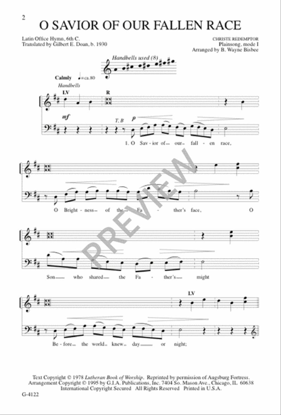 O Savior of Our Fallen Race 4-Part scores gallery preview page 1