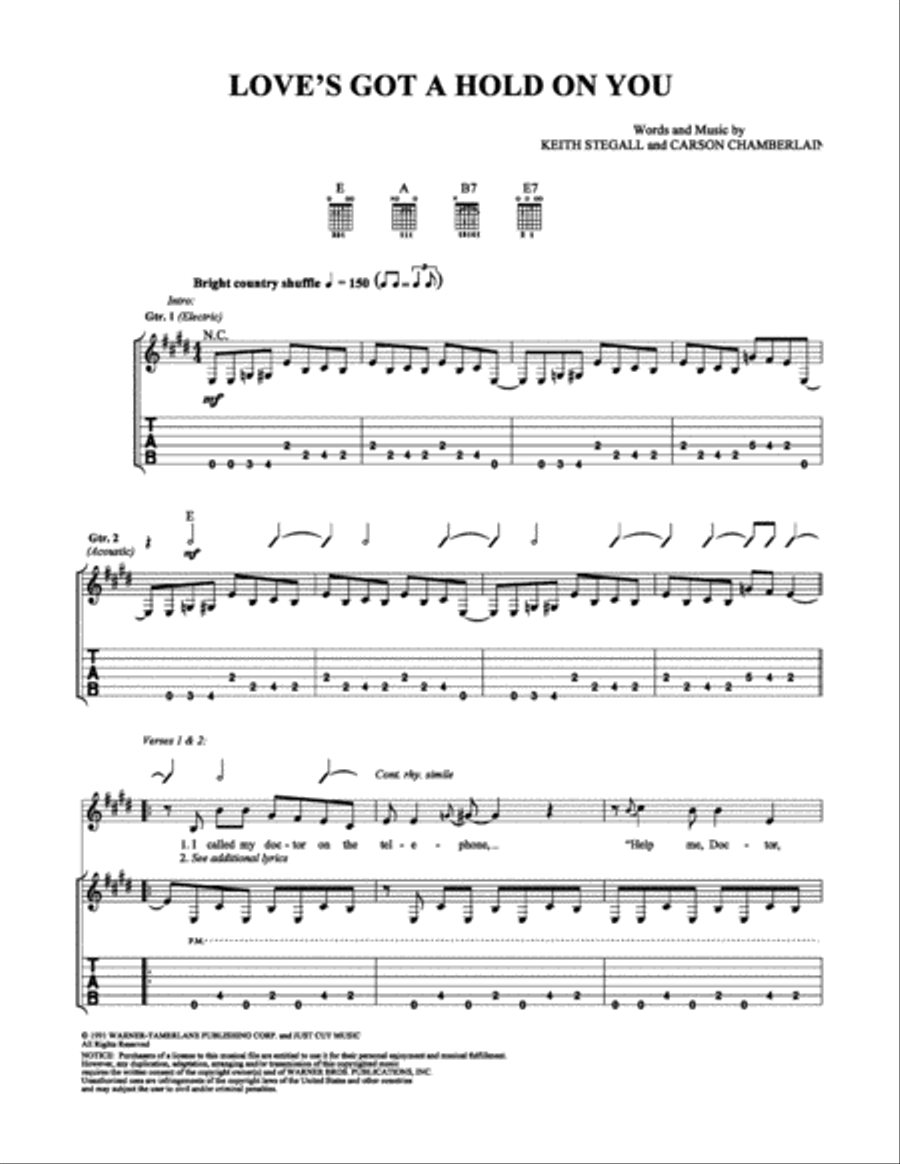 Love's Got A Hold On You Electric Guitar scores gallery preview page 1