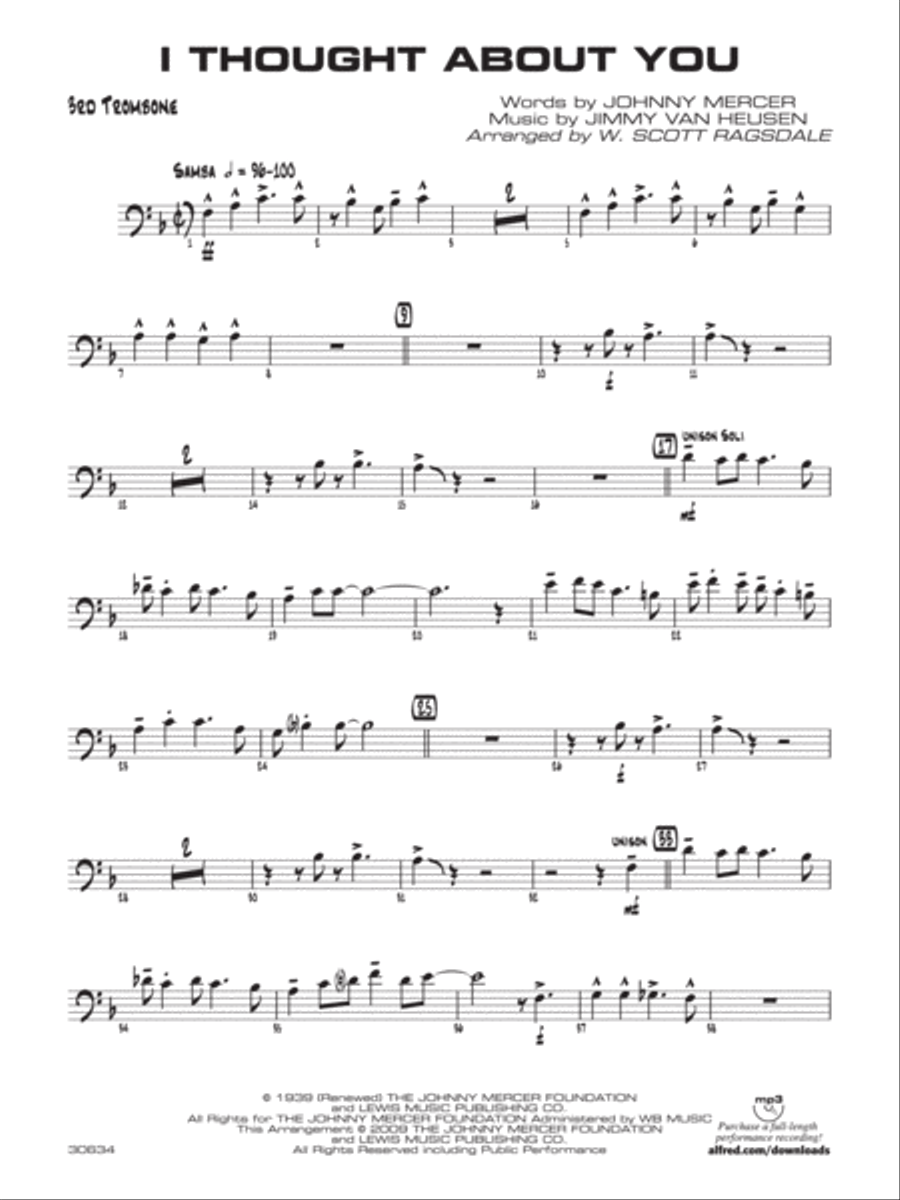 I Thought About You: 3rd Trombone Jazz Ensemble scores gallery preview page 1