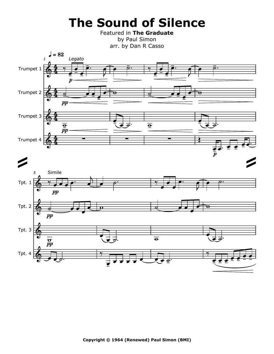 The Sound Of Silence Brass Quartet scores gallery preview page 2