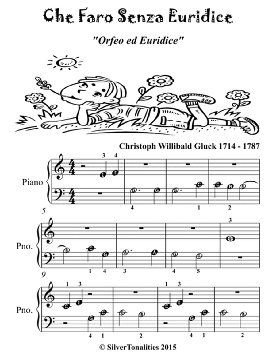 Che Faro Senza Euridice Beginner Piano Sheet Music