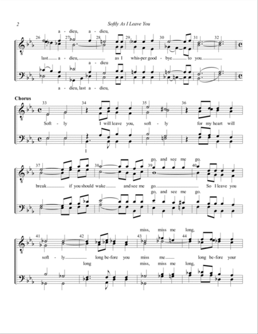 Softly As I Leave You TTBB scores gallery preview page 2