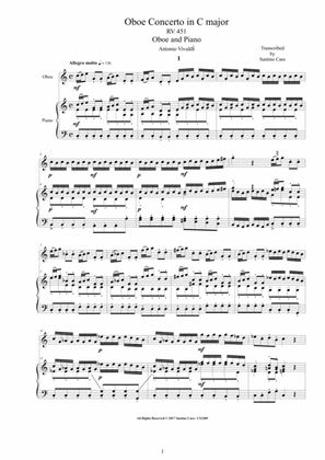 Vivaldi - Oboe Concerto in C major RV 451 for Oboe and Piano
