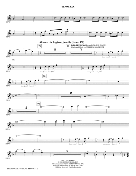 Broadway Musical Magic - Tenor Saxophone