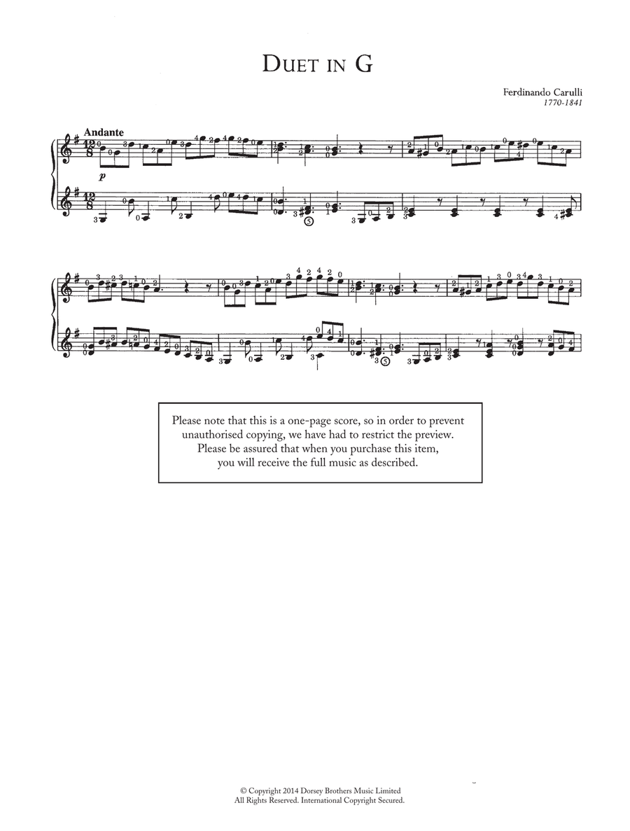 Duet In G Acoustic Guitar scores gallery preview page 1