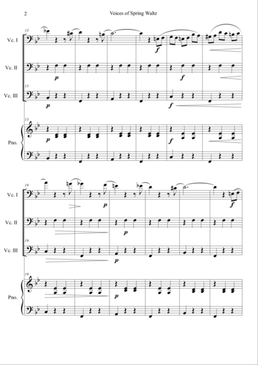 Voice of Spring Waltz Piano Quartet scores gallery preview page 2