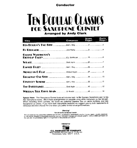 Ten Popular Classics for Saxophone Quintet image number null