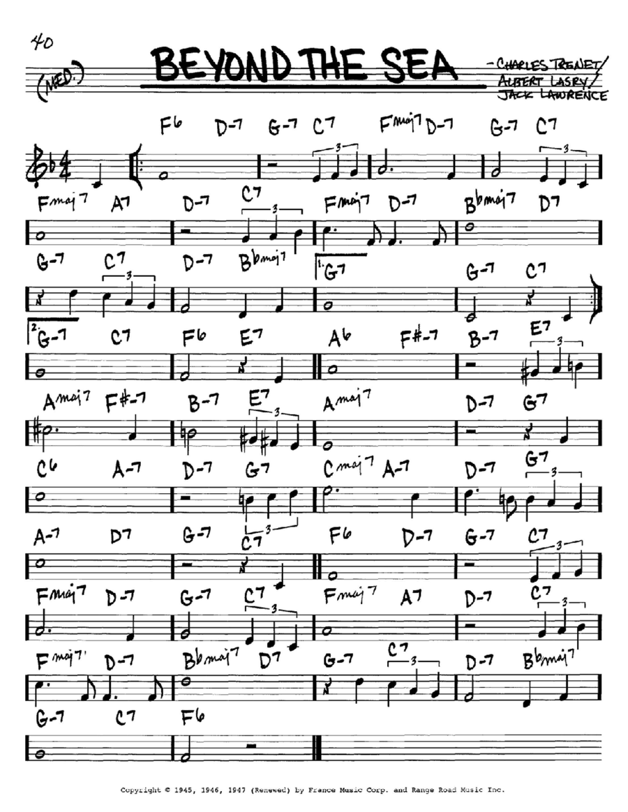 Beyond The Sea C Instrument scores gallery preview page 1