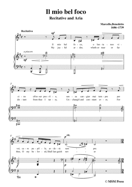 Marcello-Il mio bel foco,in e minor,for Vioce and Piano image number null