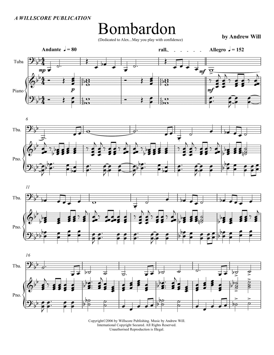 Bombardon - Tuba Piano scores gallery preview page 1