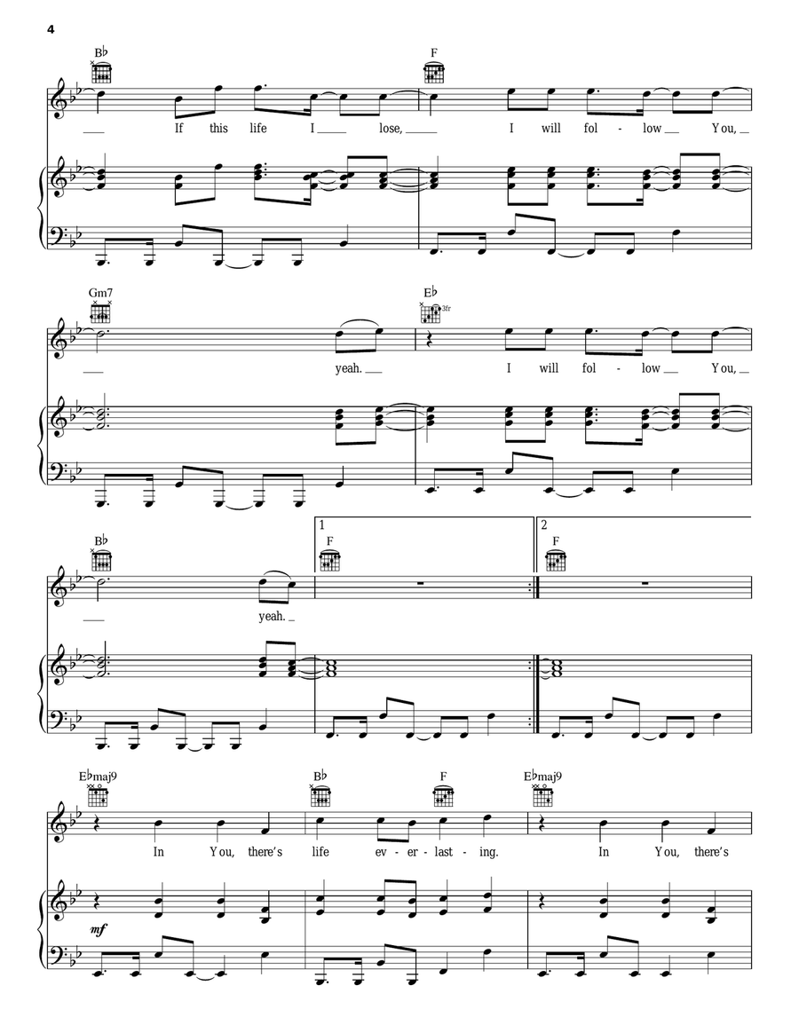 I Will Follow I Will Follow Piano, Vocal, Guitar scores gallery preview page 4