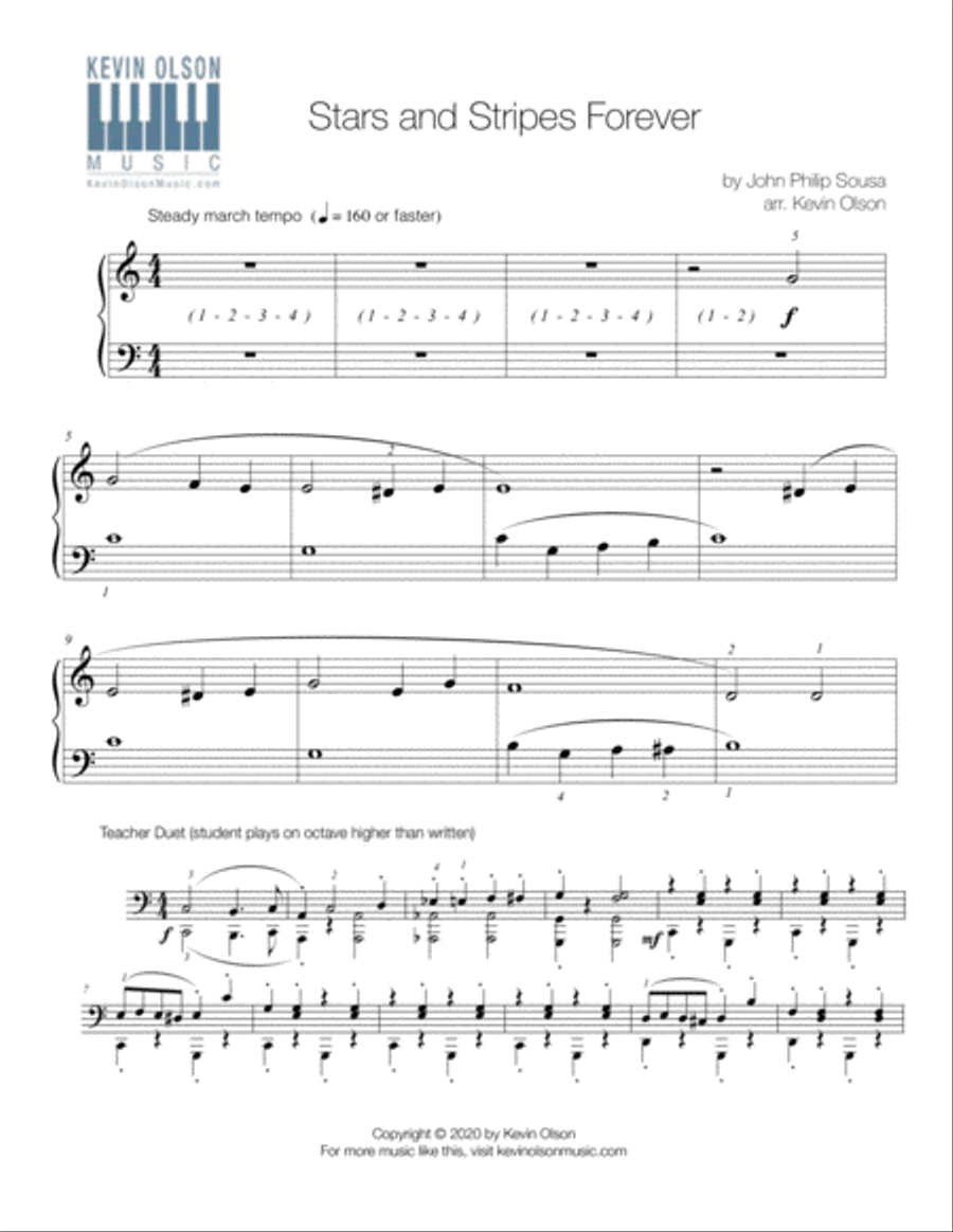 Stars and Stripes Forever (Elementary Piano Duet) Stars and Stripes Forever (Elementary Piano Duet) Easy Piano scores gallery preview page 1