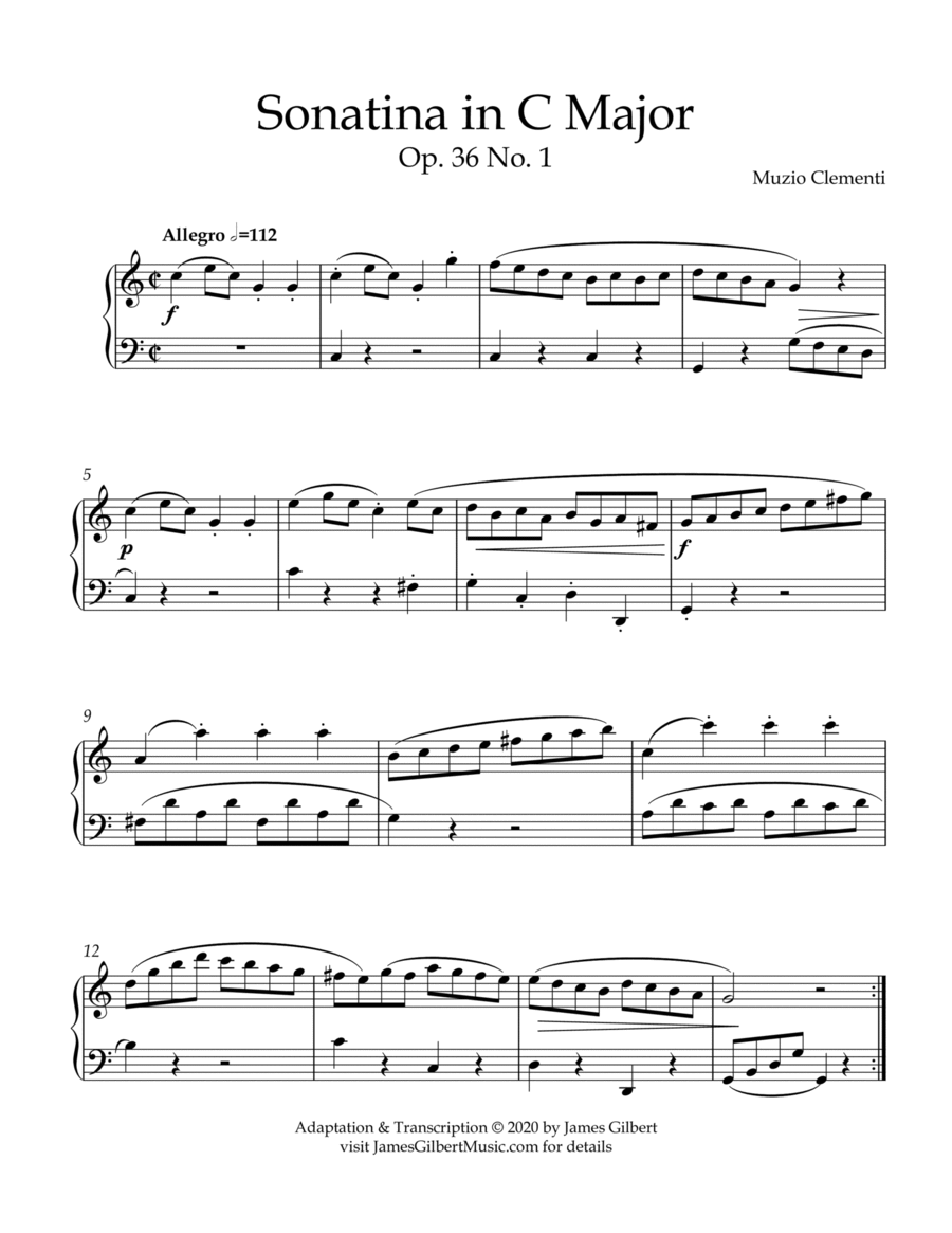 Sonatina Opus 36, Number 1 Piano Method scores gallery preview page 1