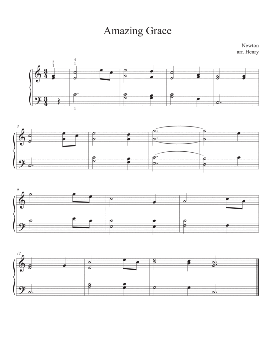 Amazing Grace - intermediate piano Piano Solo scores gallery preview page 1