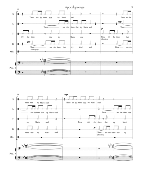 Apocalypsongs (SATB choir with Piano)