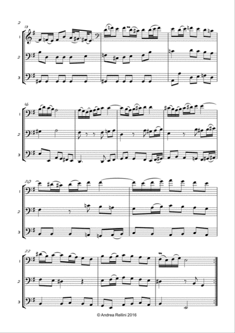 Sarabande from Bach English Suite No. 5 in E Minor (3 Cellos ) String Trio scores gallery preview page 3