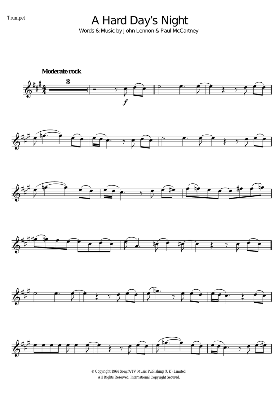 A Hard Day's Night Trumpet Solo scores gallery preview page 1