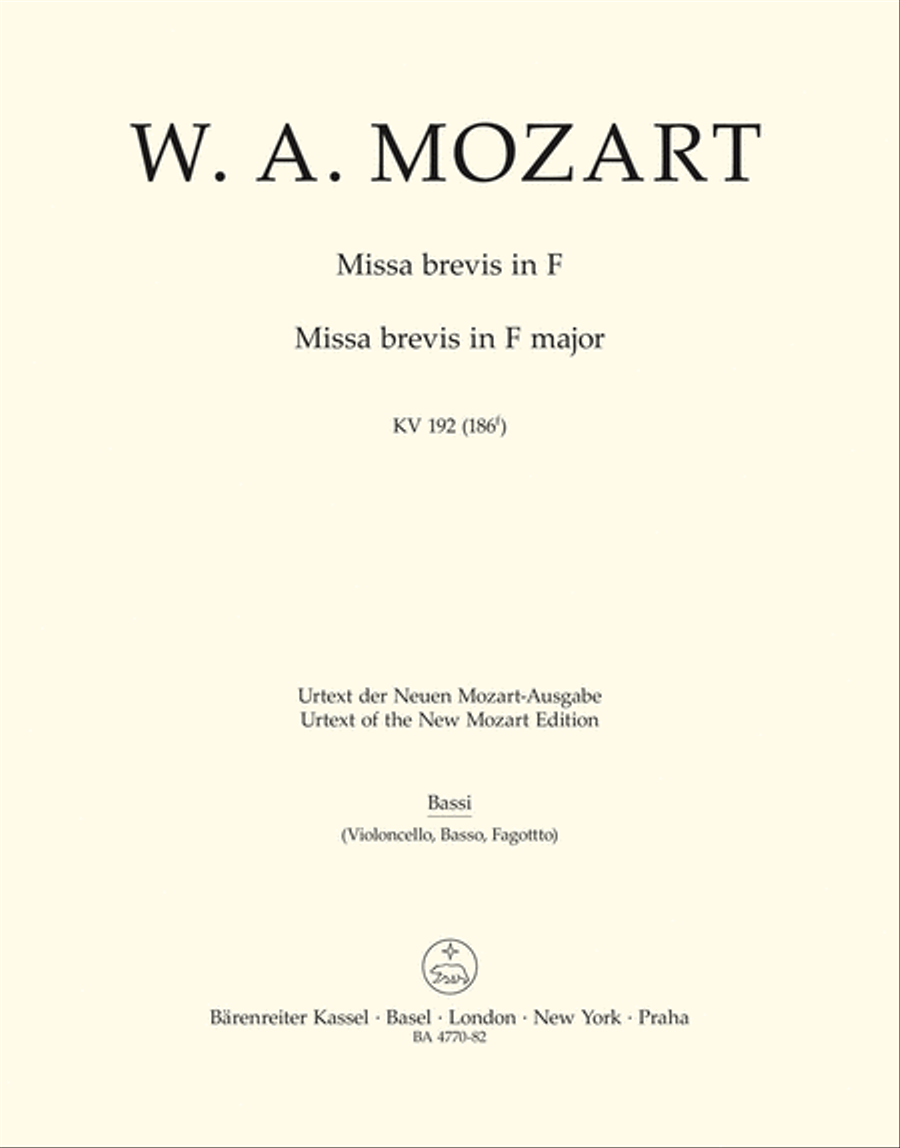 Missa brevis F major, KV 192 (186f) Bassoon scores gallery preview page 1